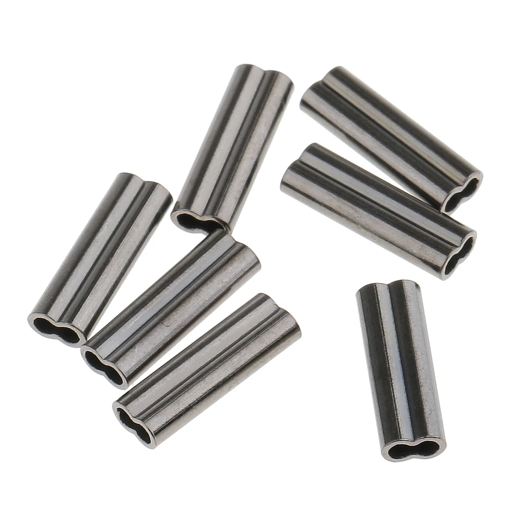 50 x Mini Copper High Strength Double Barrel Crimp Sleeves Tube Fiish Connector 6 sizes mini copper double barrel leader sleeves