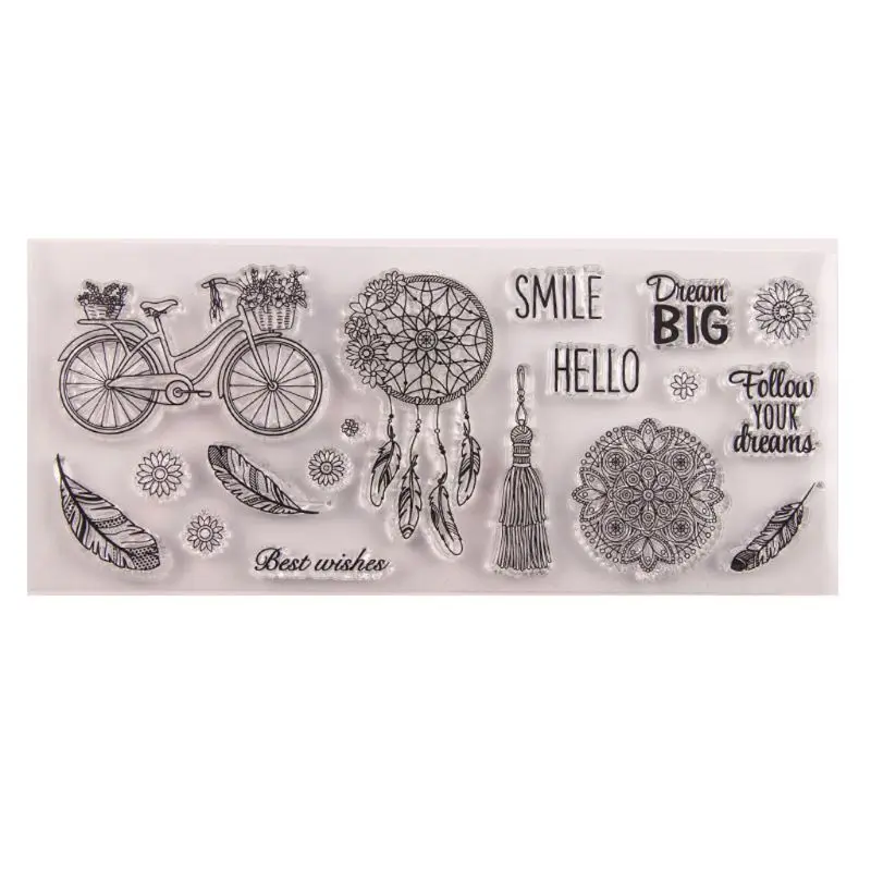 

Bicycle Feather Silicone Clear Seal Stamp DIY Scrapbooking Embossing Photo Album Decorative Paper Card Craft Art Handmade Gift