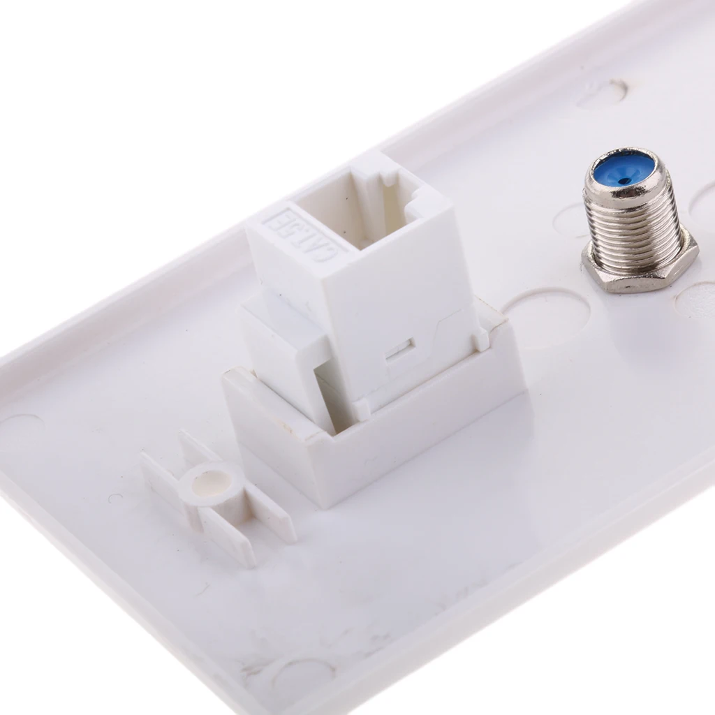 8x Coaxial F Connector Ethernet Network RJ45 Jack Wall Plate Socket Outlet