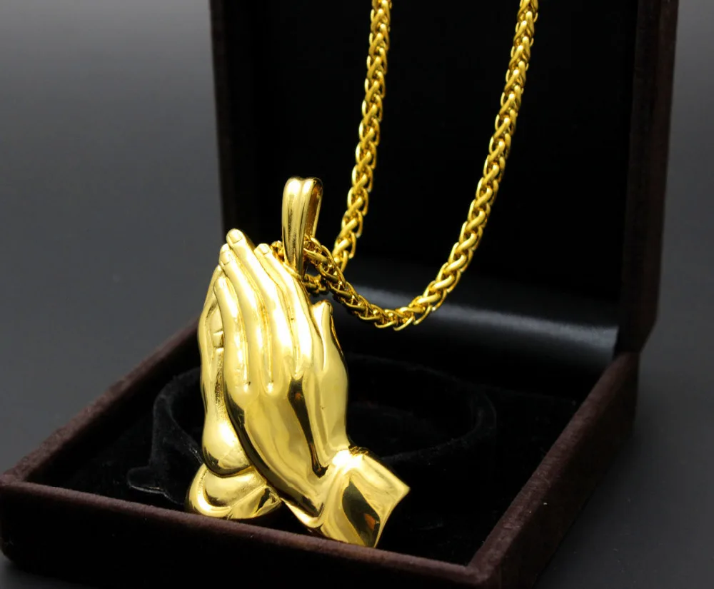Buy Gold 316L Stainless Steel Praying Hands Religious
