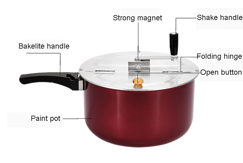 Ручной попкорн Поппер для газовой плиты/электромагнитная плита Коммерческая Бытовая