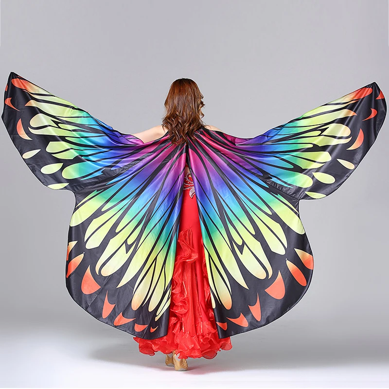 

2018 Performance Women Dancewear Stage Props Polyester Cape Cloak Dance Fairy Wing Belly Dance Butterfly Wings