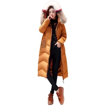 Зимние куртки женские длинные белые пуховики на утином пуху женское утепленное плотное пуховое пальто с капюшоном женские пуховики с большим меховым воротником пальто