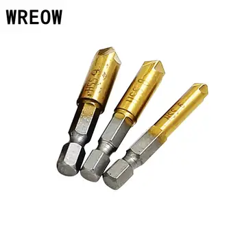 

3pcs HSS Chamfer Countersink Chamfering Woodworking Drill Bit 1/4" Hex Shank 90 Degree Chamfering Cutter for Wood DIY 6/8/9mm