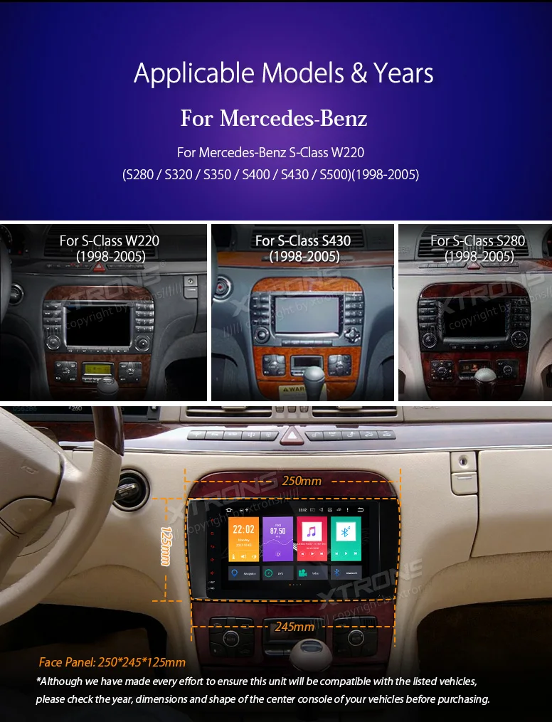 Top 8" Radio Android 8.0 Octa Core Car NO DVD Player GPS DAB+ for Mercedes Benz W220 S280 S320 S350 S400 S430 S500 1998-2005 3