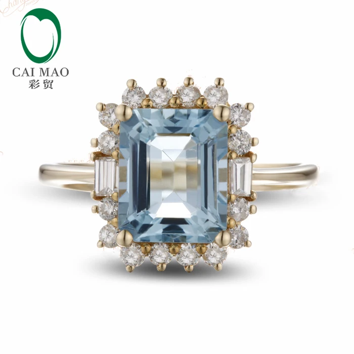 14CT-Gold-Natural-Sky-Blue-2-42ct-Aquamarine-Diamond-Engagement-Ring-Free-Shipping