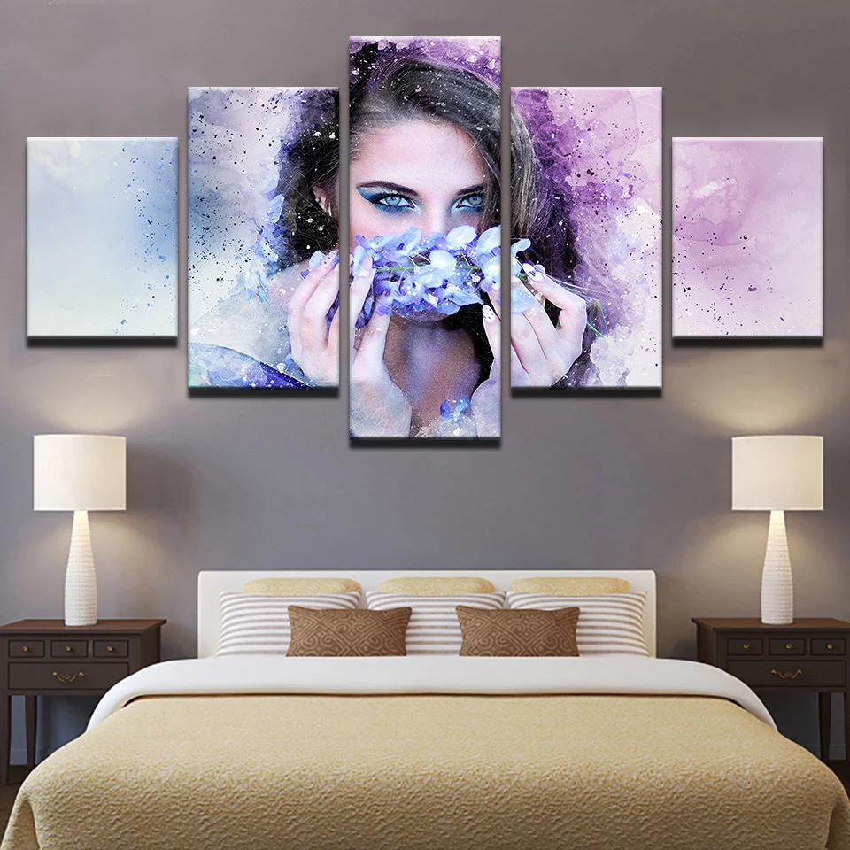 Canvas Poster Wall Art Framework Home Decor 5 Pieces Beautiful Woman