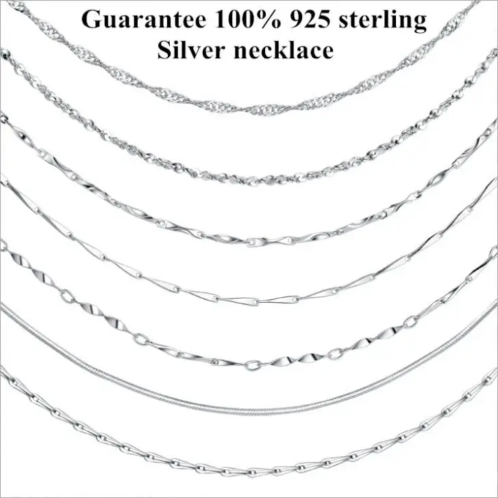 100 real 925 pure silver chain necklace for women, sterling silver chain jewelry 18 inch, chain