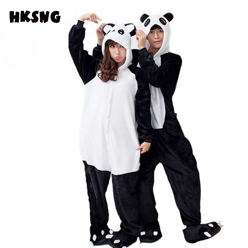 

HKSNG Winter Kungfu Panda Kigurumi Pajamas Flannel Cartoon Animal Red Panda Halloween Onesie Adult Women Costume Sleepwear
