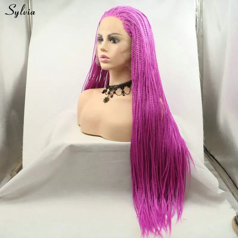 rose pink braided synthetic wig (4)