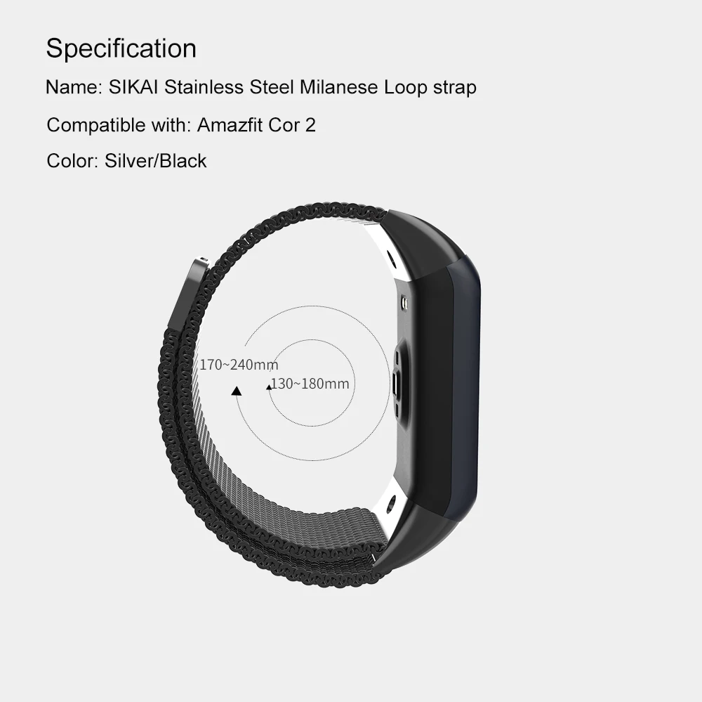 Millanses ремешок для часов Huami Amazfit Cor 2 часы нейлоновый магнитный металлический браслет из нержавеющей стали для часов Amazfit Cor 2