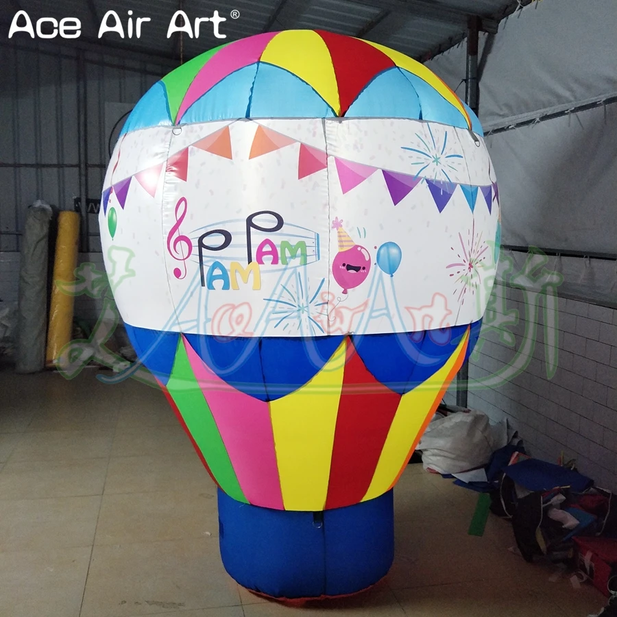  Custom logo prints lighting inflatable hot balloon 2.5m H rooftop balloon with glowing lights insid