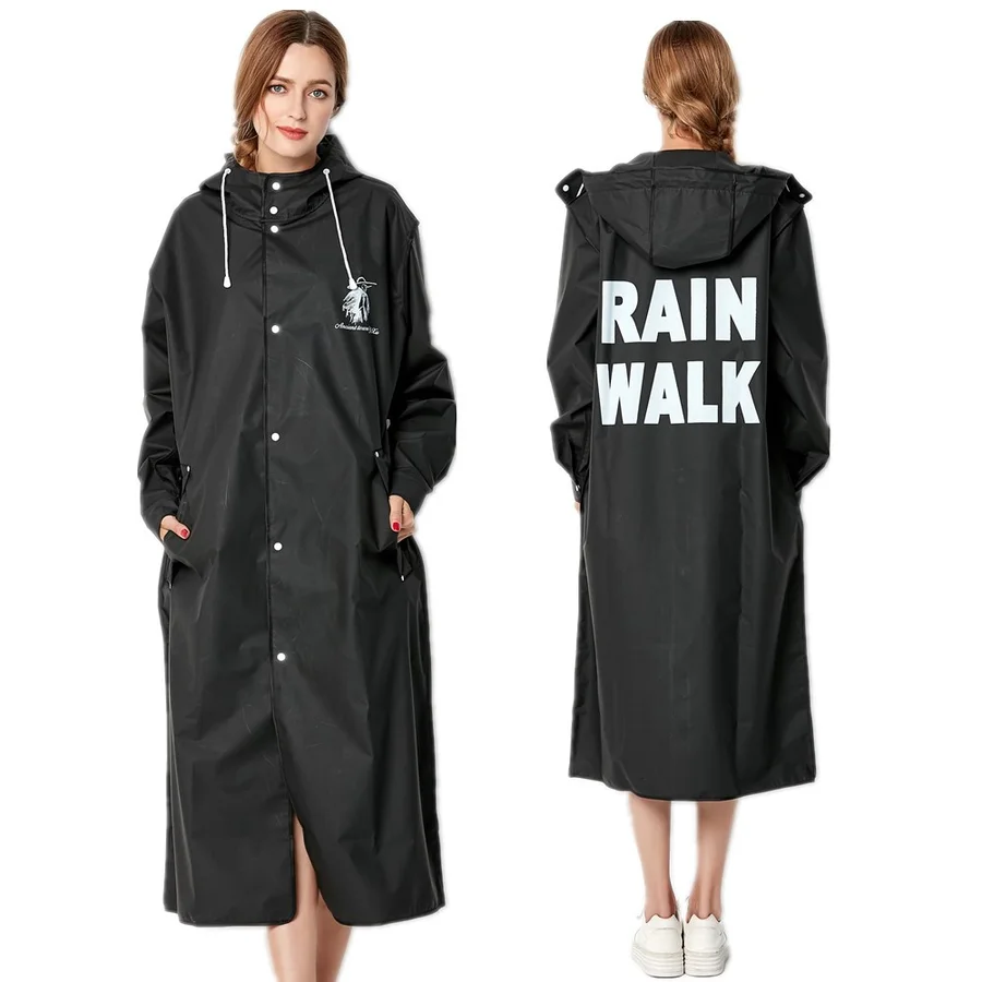 

Big Size Men Long Rain Coat Black Thin Poncho Ladies Waterproof Long Slim Impremiable Rain Jacket Adults Hooded Rain Coat R5C020