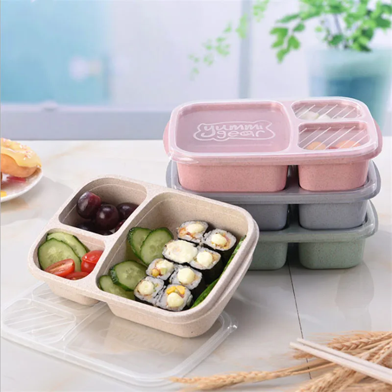 

Creative Student Plastic Lunch Box Fashion Square Wheat Straw Separation Lunch Box Food Grade Rice Husk Lunch Box Kitchen Dining