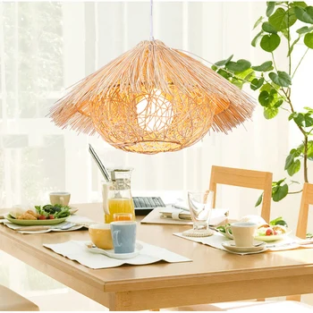 

lighting lamps weaving farm Chinese garden rattan pendant light simple creative dining room bedroom balcony zb22
