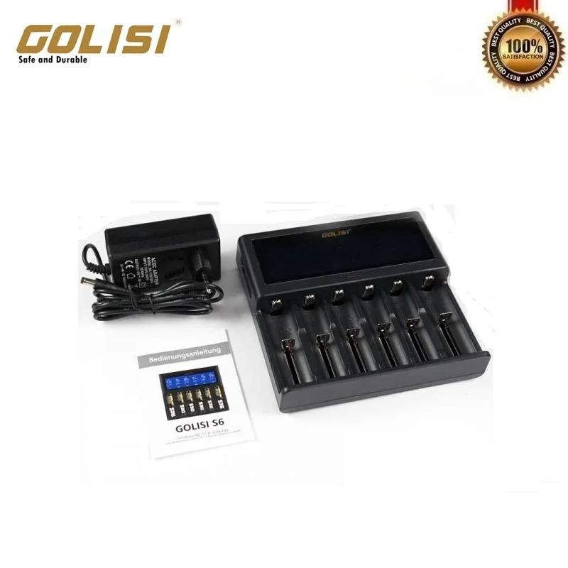 GOLISI S6 интеллигентая(ый) Зарядное устройство совместимо с 20700 26650 18650 никель-металл-гидридный аккумулятор Ni-cd и 3,6 V/3,7 V цилиндрической формы для 6 батареек