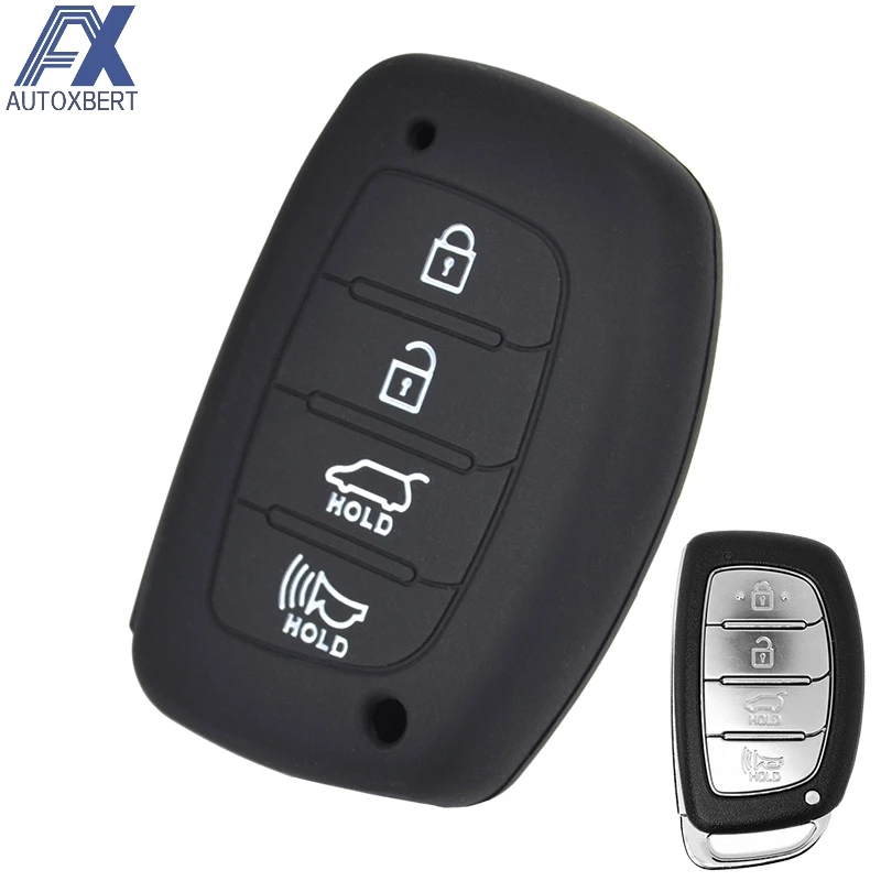 

AX For Hyundai Elantra Sonata Tucson i40 2014 2015 2016 2017 2018 4 Button Silicone Car Remote Key Fob Shell Cover Case