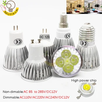 

220V 9W 12W 15W High Power E27 E14 GU10 MR16 DC12V LED Spotlight Dimmable LED Bulb LampAluminum Cool Spot Light Table Light