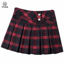 New Women Red Blue Plaid Skirt Plus Size Schoolgirl Tartan Pleated Mini Skirt 2016 Summer Style Retro High Waist Short Skirts