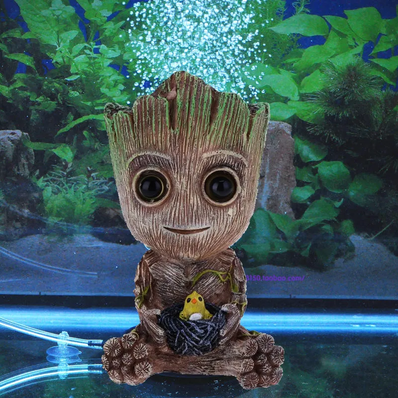 Aritificial Groot Tree Baby Aquarium Decoration Cute Tree Plant Action