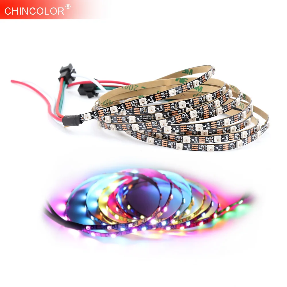 2 м WS2812B Светодиодная лента 3535 SMD 60led/M DC5V Dearm цвет 4 мм ширина пикселей полоса черный