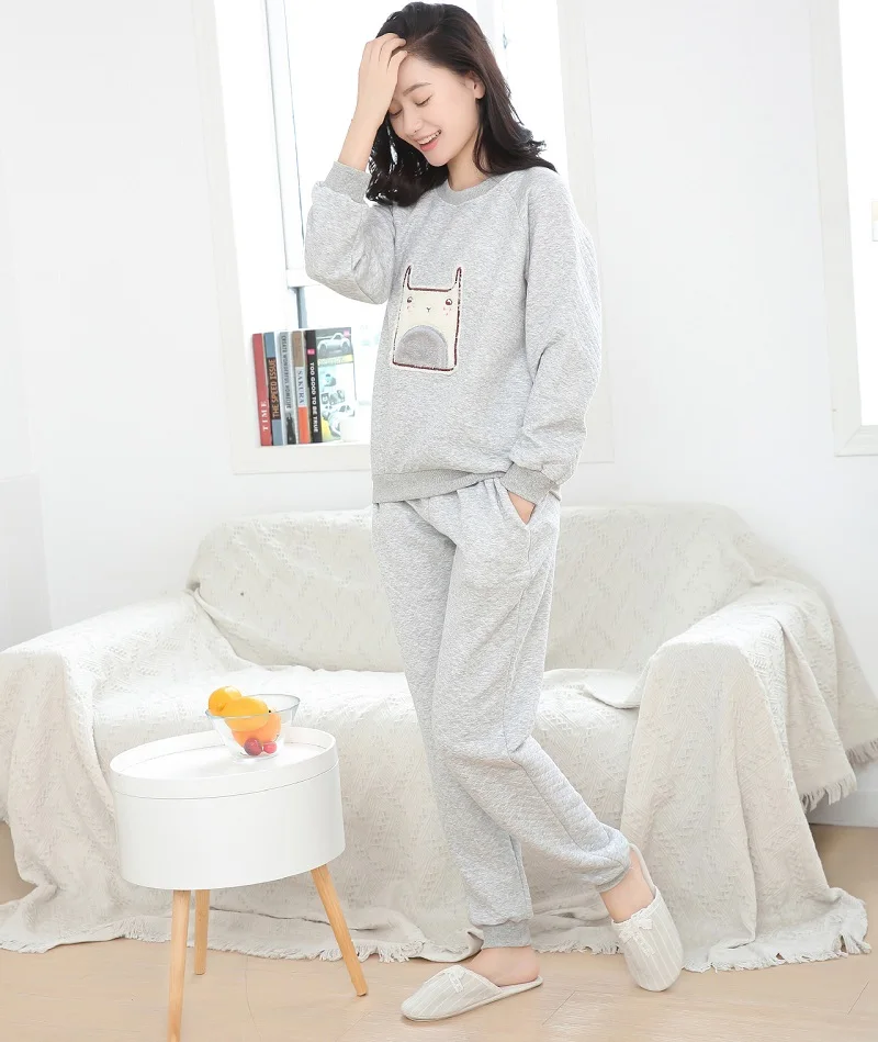 thick cotton winter pajamas sets pullover (6)