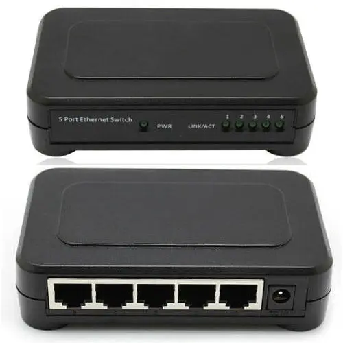 10/100Mbps 5 Ports Switch Hub RJ45 LAN Network Adapter +110v