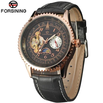 

2019 Forsining Moon Phase Automatic Watch Men Watches Top Brand Luxury Leather Mechanical Watch Men Wristwatch Relogio Masculino