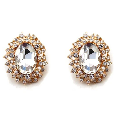 

2017 Time-limited Trendy Unisex Earings Brincos New Fashion Luxury Sparkling Stud Earrings 4 Color Big Stones For Wholesale