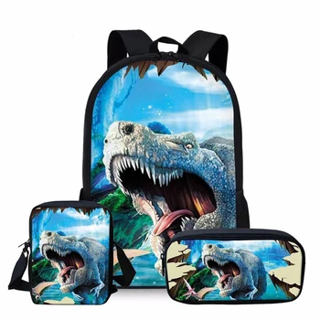 

16 Inch Popular D Dinosaur World Backpack Set Orthopedic Schoolbag for Boy Children Mochila Satchel Daily Bagpack