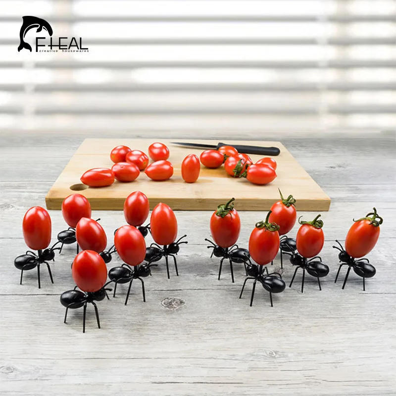 

FHEAL 12pcs/set Lovely Reusable Ant Fruit Fork Easy Decoration Kitchen Party Kids Dessert Forks Tableware