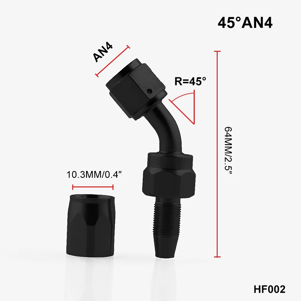 AN4 на возраст 6, 8, 10, 12 лет масла/топлива/шарнирное соединение шланга алюминиевые фитинги адаптер мазута многоразовый штуцер для шланга Конец 0/45/90/180 градусов HF001-BK - Цвет: HF002black