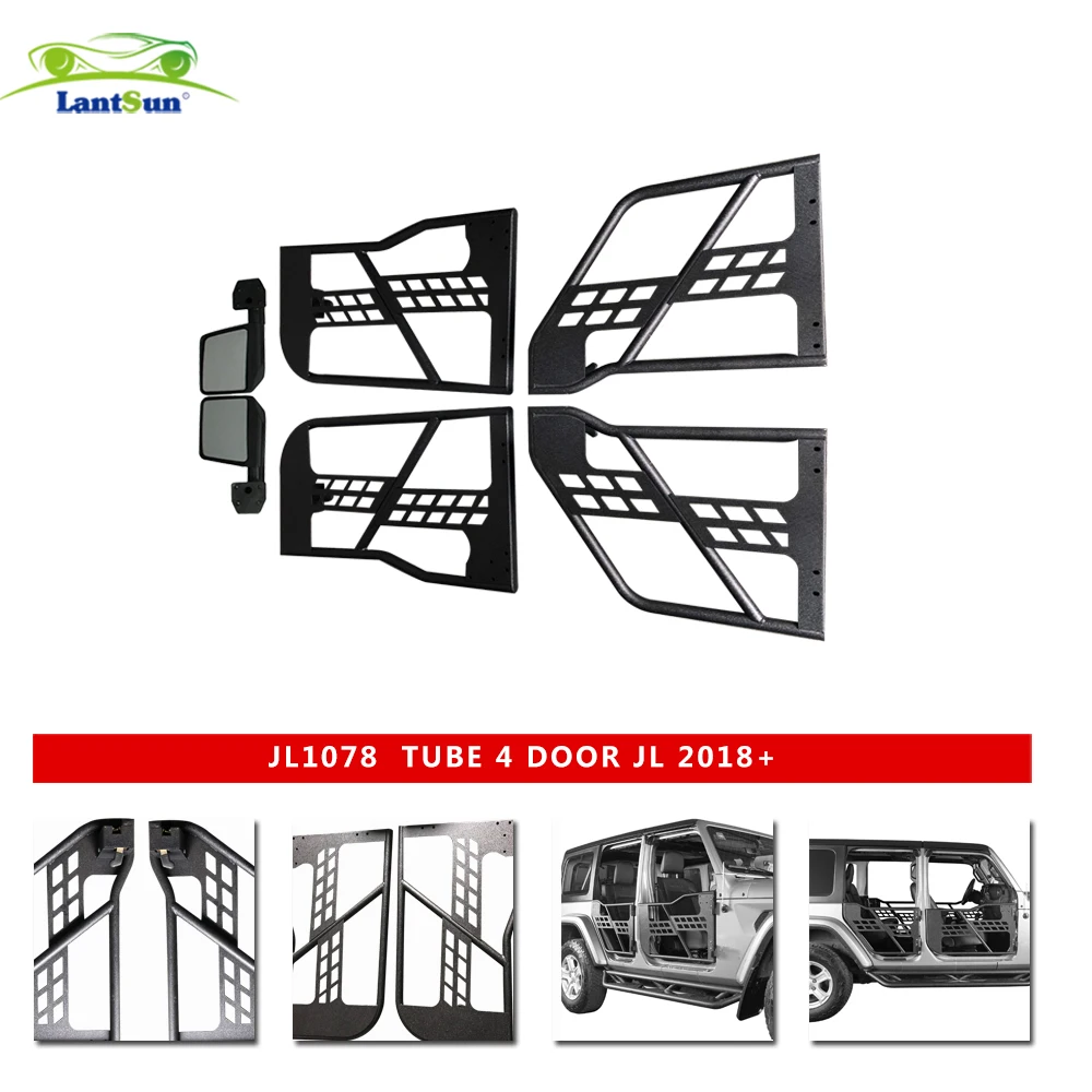 

one set black steel half tube doors with side mirror for jeep wrangler jl2018+ 4 doors auto products Lantsun