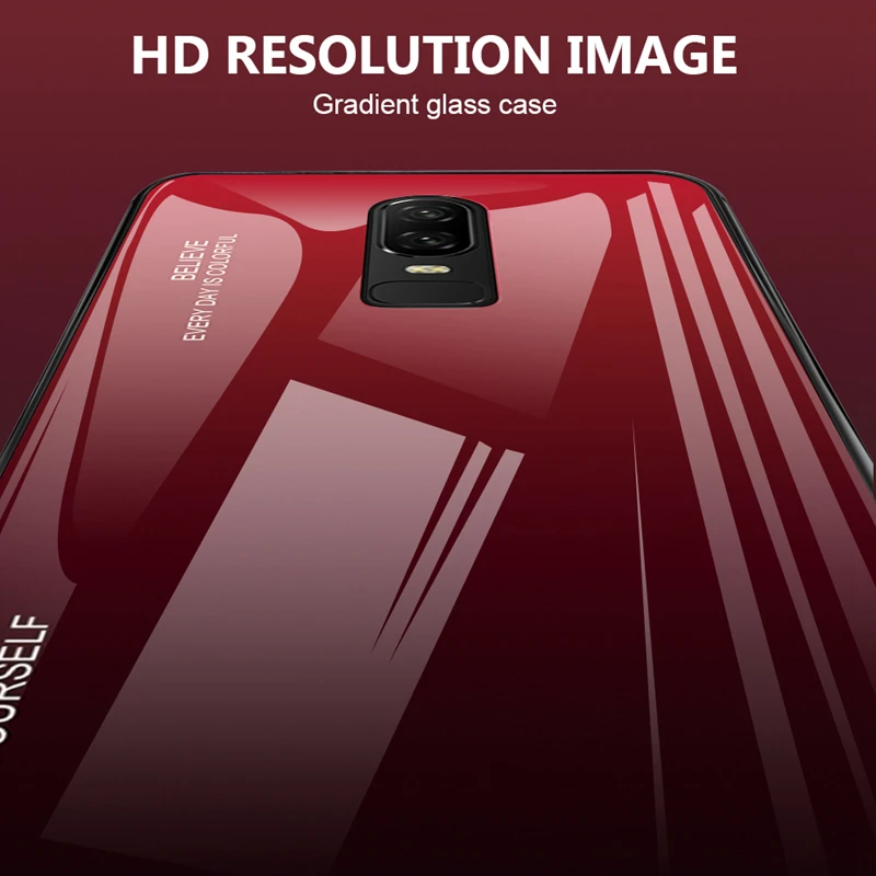 Градиентный чехол из закаленного стекла для Oneplus 7 Pro 6T 6 Aurora цветной стеклянный