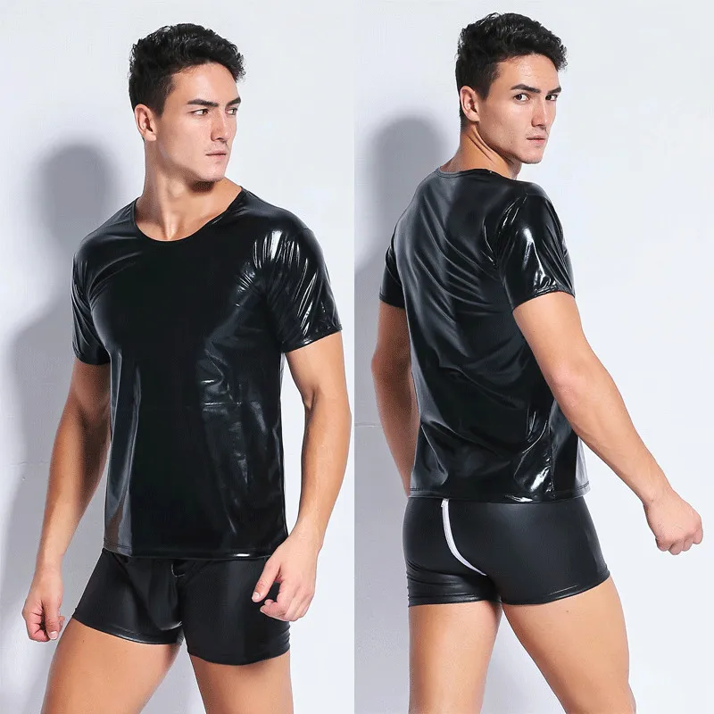 sexy plus size men lingerie top tanks male latex zipper underwear ...