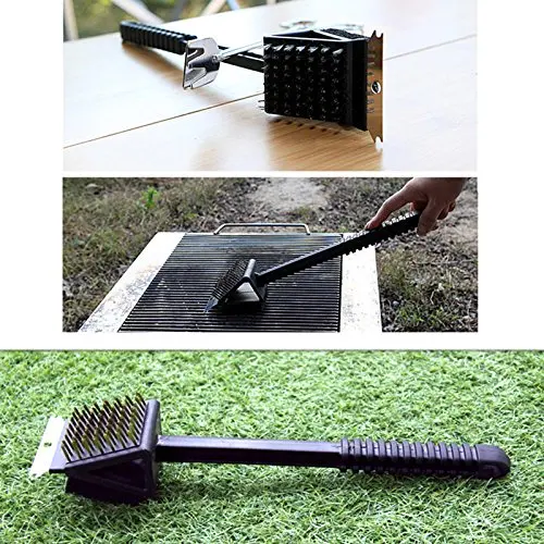 3 in 1 Copper Wire BBQ Grill Brush Long Handle Stainless Steel Barbecue Grill Oven Cleaning Brush BBQ Cleaner