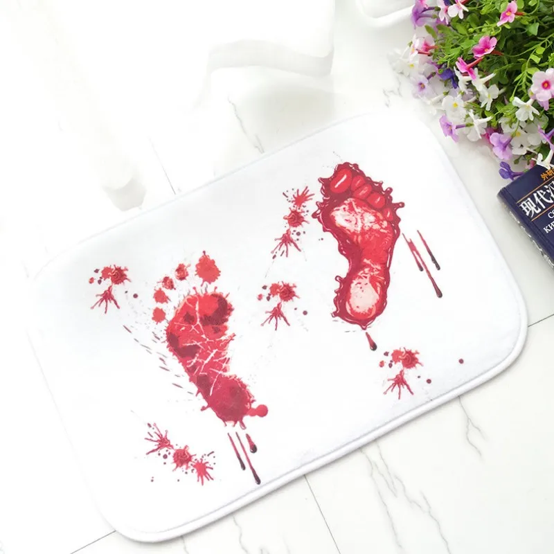 

British Blood Footprint Mat Anti-slip Mats Creative Pedal Blood-stained Carpets MG33 Polyester Door Rug For Bathroom Living Room