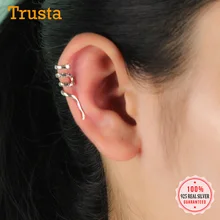 Trusta 100% 925 Sterling Thai Silver Snake Ear Cuff Clip On Earrings Women Fashion Girl Without Piercing Earings Jewelry DS1190