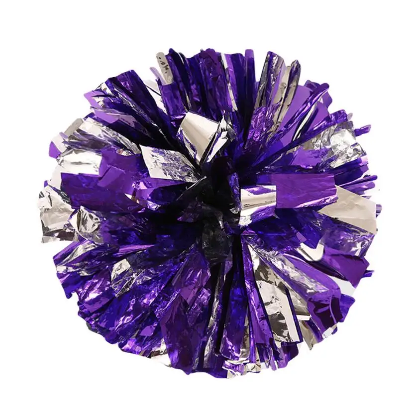 Purple Металлические фольги и пластиковые кольца ручной Pom Poms черлидинг День Рождения вечерние украшения поставки дети parti malzemeleri# XTT - Цвет: Purple