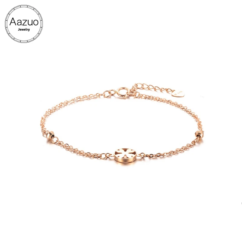 

Aazuo Real 18K Rose Gold None Stone Originality Round Windmill Bracelet gifted for Women Chain & Link Bracelets G18K Au750