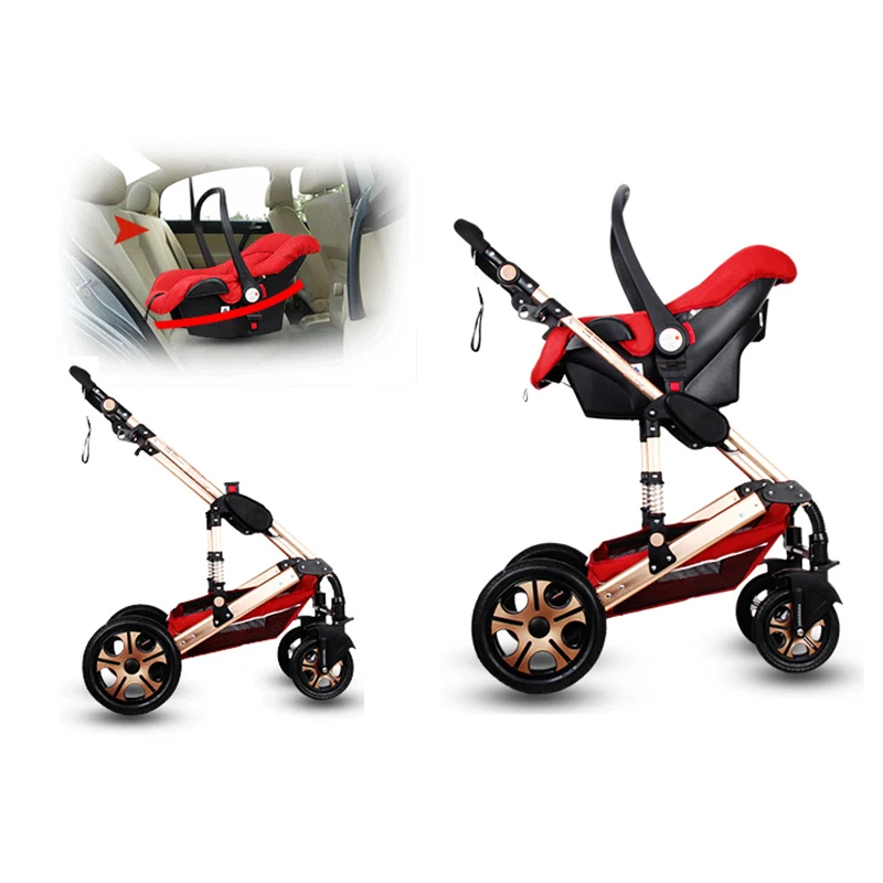  Luxury Baby Stroller 3 in 1 With Car Seat High Landscape Foldable Baby Pram For Newborns Travel Sys