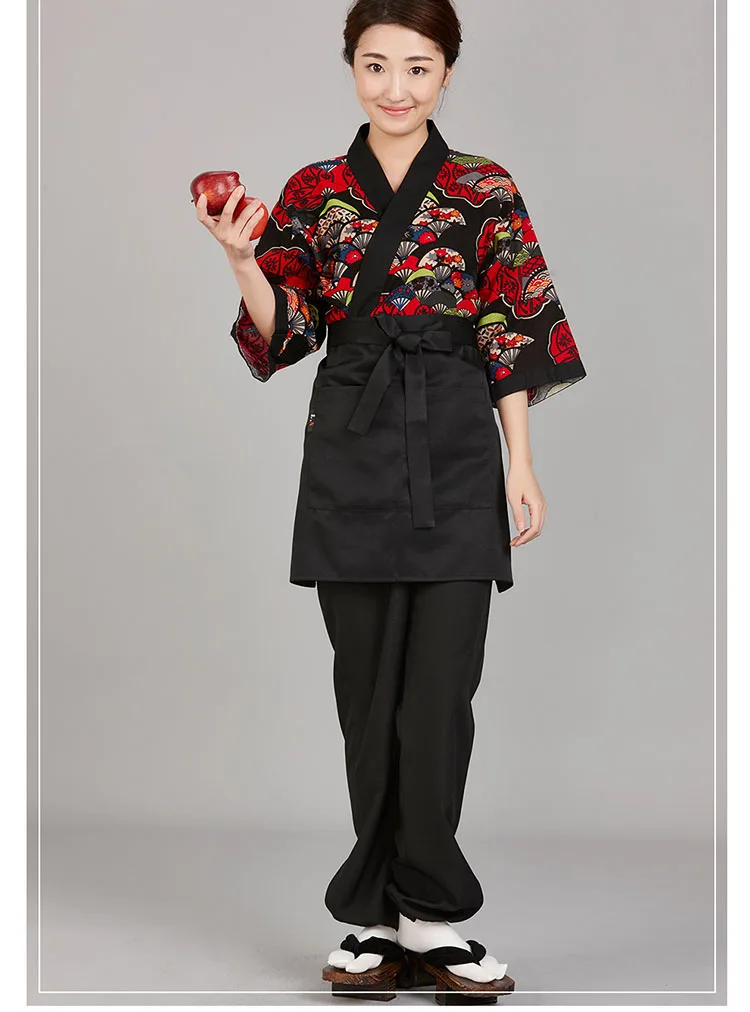 Хлопок Принт суши ткань японский обслуживание и еда Единая веером шеф-повар Япония работу ткань