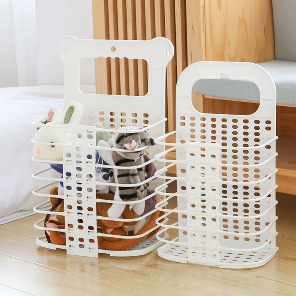 

Folding Laundry Basket Household Plastic Storage Basket Sundries Wall-Mounted Organizer Foldable anti-pressure Laundry Baskets