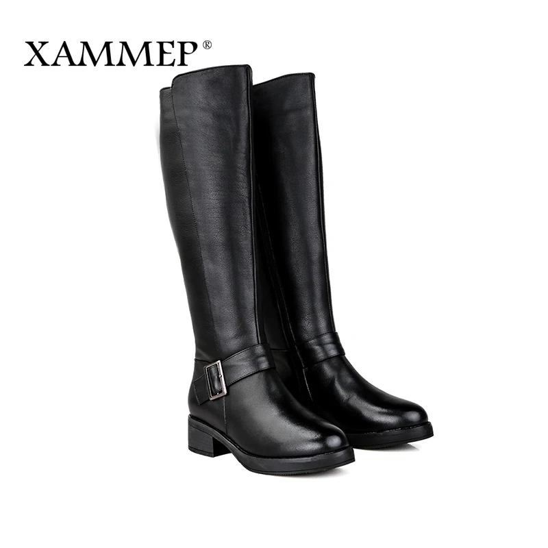 Xammep/Брендовая женская зимняя обувь; высококачественные сапоги до колена; женская зимняя обувь; натуральная шерсть; женские зимние сапоги из натуральной кожи
