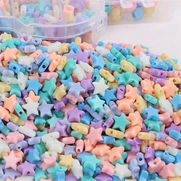 

5X10mm Cartoon Star Acrylic Spacer Loose Beads Candy Color Mixed For Necklace Bracelet bisuteria Jewelry Making 200pcs