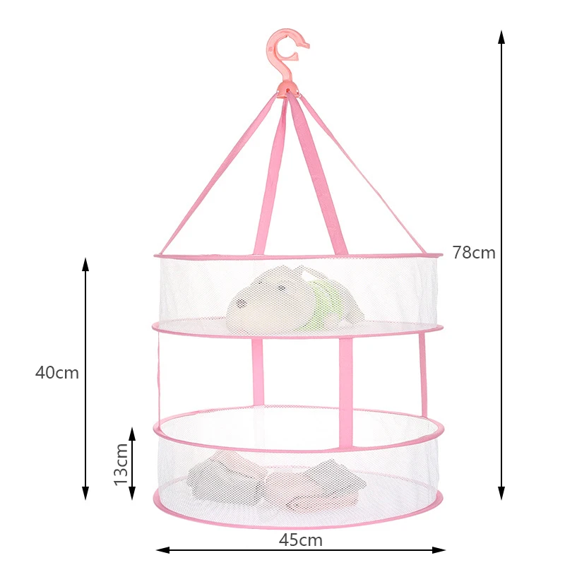 FURGERIN двухслойная сетки для сушки висячая сетка сушильная решетки противень складные сушилки для одежды Вертикальная сушилка для одежды - Цвет: Pink Small
