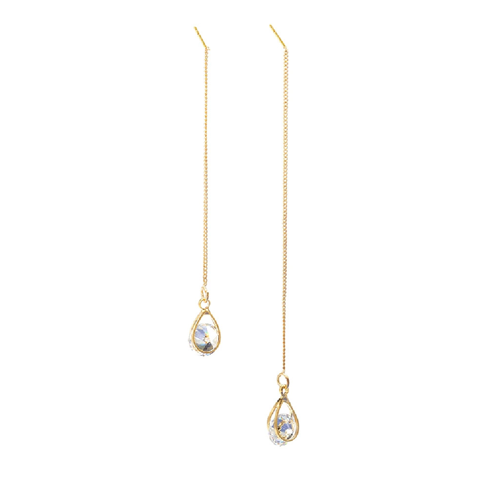 

2019 Water Drop Earrings Women Jewelry Accessories Zircon Pendant Long Ear Line Stainless Steel Korean Tassel Section Earrings