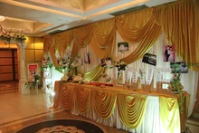 Golden 10ft*20ft wedding stage decoration Wedding Backdrop with Beatiful Swag Wedding drape and curtain wedding supplies