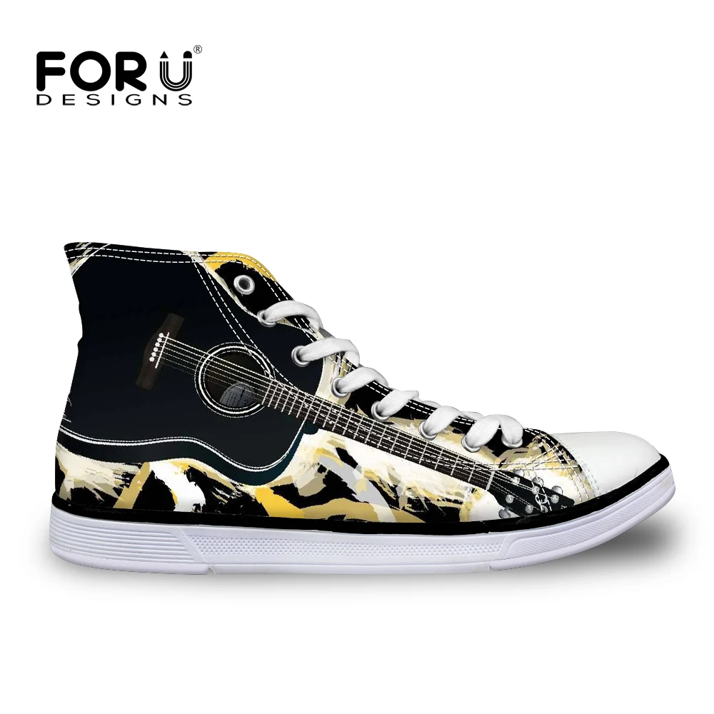 

FORUDESIGNS Canvas Vulcanize Shoes for Women Girl High Top Autumn Women's Sneakers Guitar Pattern Female Comfort Walks Shoes New
