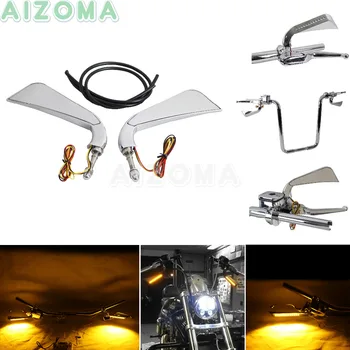 Online Axe Chrome Rear View Mirrors W/Sequential LED Turn Signal Blinker 5/16